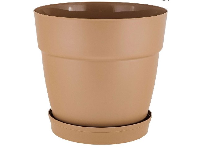 Горшок для цветов InGreen Villa de Fiori с фиксируемым поддоном 2л, D170мм, молочный шоколад